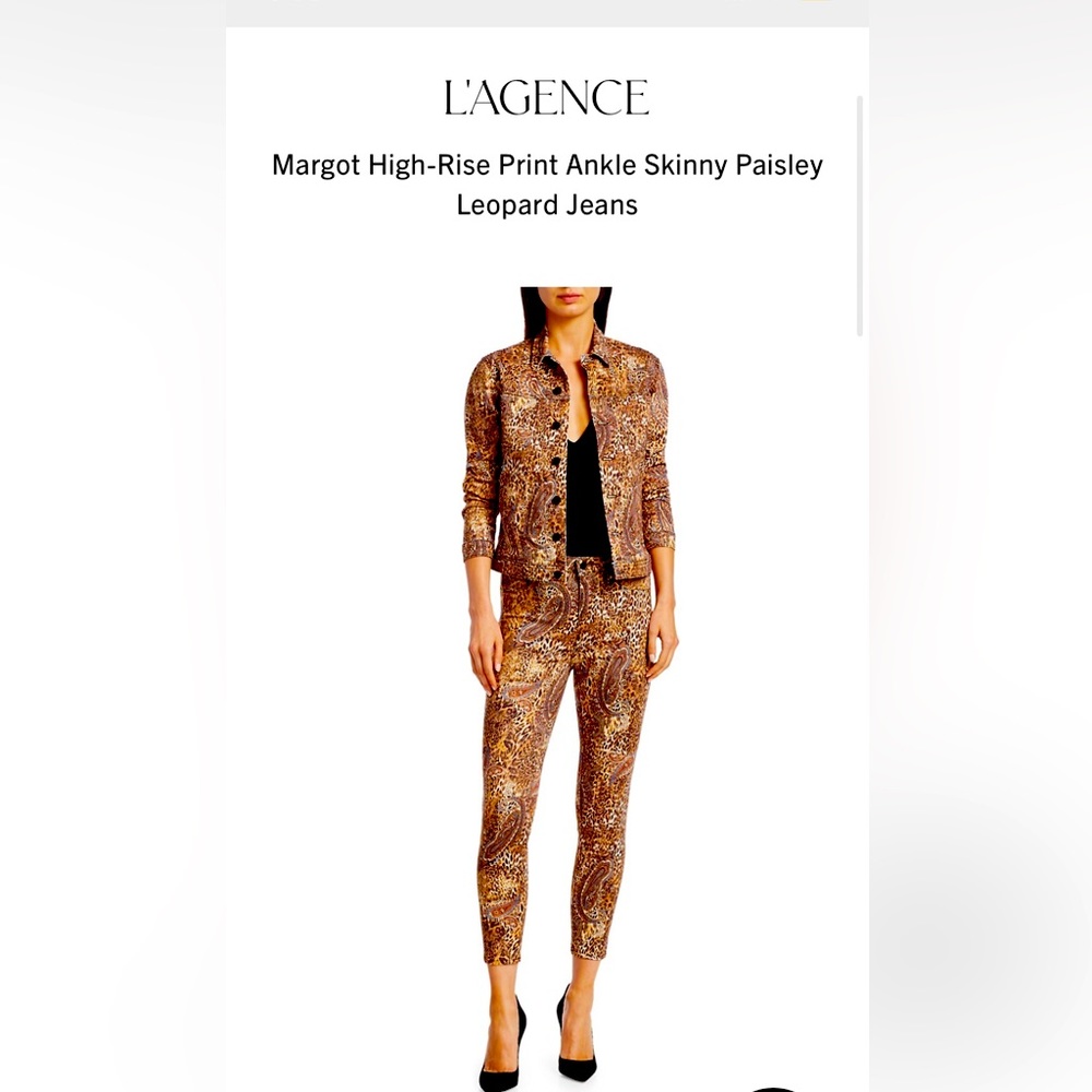 NWT  L'AGENCE Margot bronze Valencia paisley cropped pants size 31